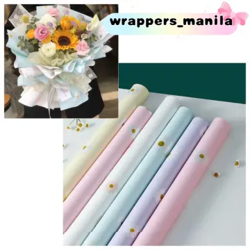 20pcs Flower Wrapping Paper Waterproof Semi-permeable Gold Border