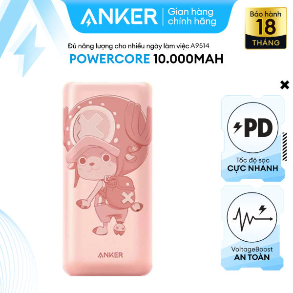 Pin Sạc Dự Phòng ANKER PowerCore 10K mAh PD REDUX ONE PIECE EDITION – A9514 – 1 Cổng USB-C và 1 Cổng USB-A Sạc Nhanh 22.5W