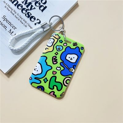 【CC】☃✜  Students Access Card Cover Female Cartoon Bus With Keychain Campus Transportation