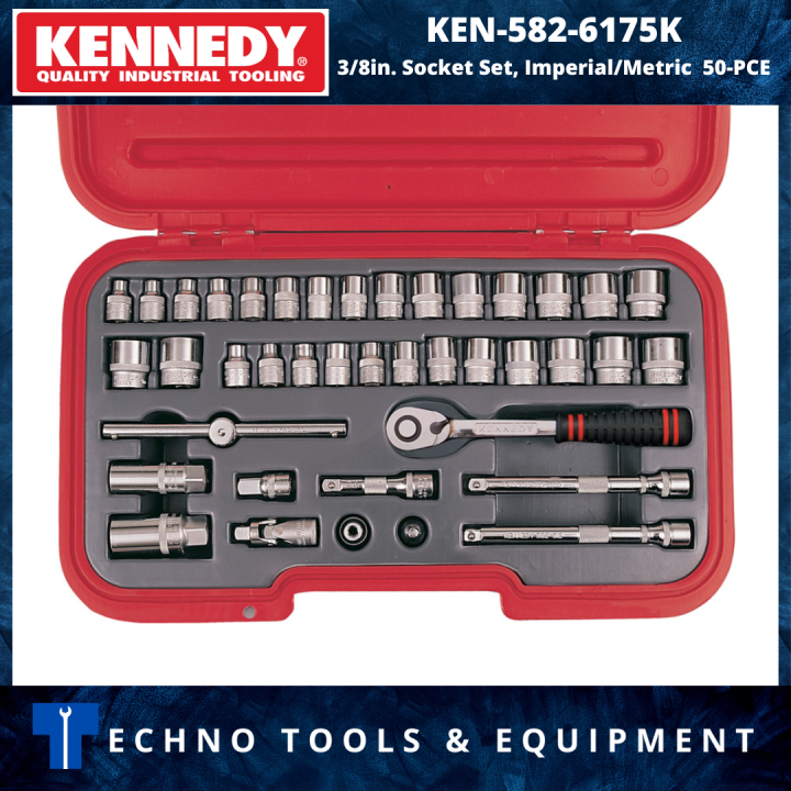 KENNEDY-PRO KEN5826175K 3/8in. Socket Set, Imperial/Metric, 40-PC KEN ...