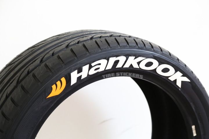 For 1Set4Pcs for Car Tire Wheel Sticker Stickers Hankook with Orange Logo Lettering Height 1",1.25",1.5",2"inch