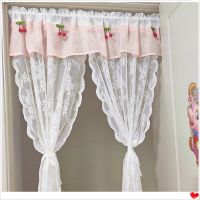 Customized Door Curtains with Pink Valance Short Curtain for Living room White Tulle Curtain for Window Embroider Sheer Curtain