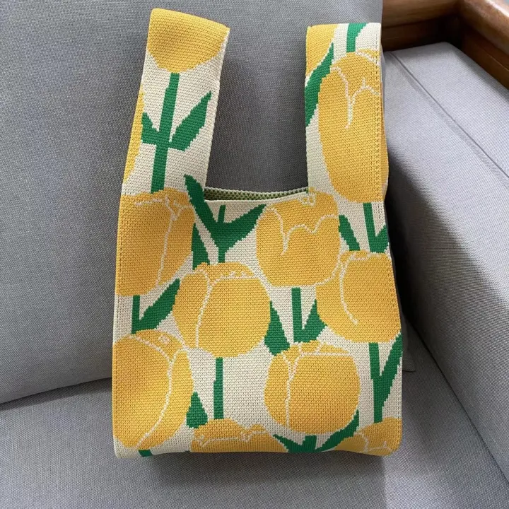 trendy-knitted-handbag-travel-essentials-waist-bag-portable-waist-pouch-knitted-waist-pack-colorful-tulip-pattern-waist-bag