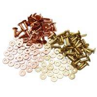 100Sets Solid Brass/Copper Rivets With Burrs/Washers For Leather