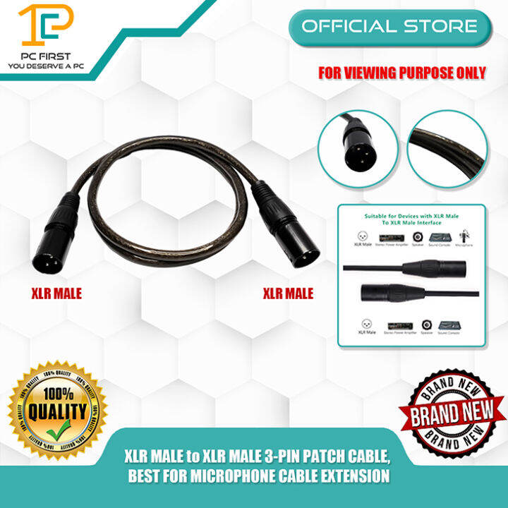PC FIRST XLR MALE to XLR MALE 3PIN PATCH CABLE, BEST FOR MICROPHONE