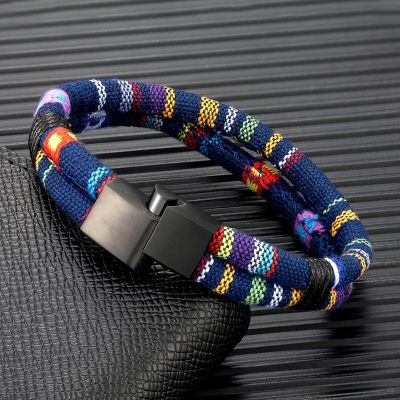 MKENDN Surfer Rope Men Woven Double-Layer Design Beach Jewelry