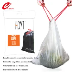 100 pieces of E-Clean 10L Garbage Trash bags bin liners on a roll