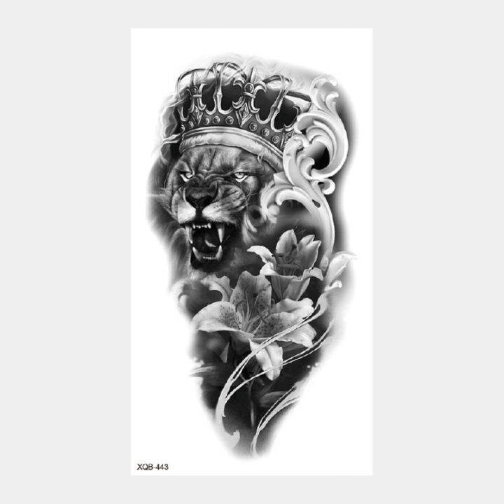 yf-upper-arm-sleeve-tattoo-crown-lion-tiger-wolf-head-waterproof-temporary-stickers-body-art-fake-for-women-men