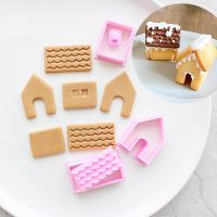 1Set Gingerbread House Cookie Cutter Mold Cartoon Mini Christmas House DIY Assembly Biscuit Fondant Embosser Stamps Baking Tools Bread Cake  Cookie Ac