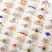 10 Styles Shiny Cute Crystal Animals Flowers Rings for Kids Women Mixed 10Pcs Lots Colorful Rings Jewelry Wholesale