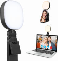 Aureday Selfie Light, LED High Power Clip-on Phone Light with Adjustable Stand, Dimmable Streaming Light for Computer/Laptop/Webcam/iPad, for Zoom Calls/Video Conference/Live Streaming 4in Black