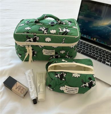 ☽ Korean Ins Cute Cartoon Cosmetic Bag Large Capacity Girl Heart Portable Travel Wash Bag Skin Care Product Storage Bag