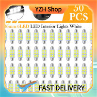 50ชิ้น36มม. C5w 6 Led แบบ Smd รังผึ้งชุดหลอดไฟเสริมแผนที่โดมในร่มป้ายทะเบียนรถหลอดไฟ6000K สุดสดใส