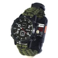 army green Outdoor Survival Watch Multifunctional Waterproof Military Tactical Paracord Watch Bracelet Camping Hiking Emergency Gear EDC