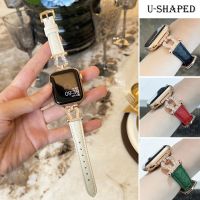 Tali desain berlian untuk jam tangan cerdas Apple tali 44mm 45mm series gelang kulit mewah iwatch seri 8 7 SE 6 5 4 Ultra 49mm