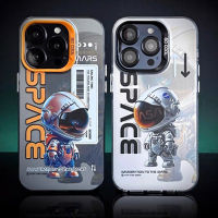 Case iphone 【Double layer of colored silver/Acrylic Hard case/astronauts】compatible for iPhone 11 12 13 14 pro max case