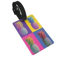 Colorful Pineapple Luggage Tag for Suitcase Identifiers Name Id Labels Card for Women Men Kid Travel 【AUG】