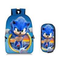 【Hot Sale】 Cross-border new sonic student bag large-capacity backpack polyester single-layer pencil two-piece set