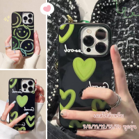 -FD.studio- เคสกรีนลายหัวใจยิ้มสีเขียว แบบนิ่ม TPU สำหรับรุ่น14 13 12 Pro Max 11 8plus 7plus 6 XR X SE 11Pro Max#136