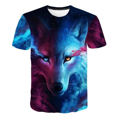 Summer 3D Printed Wolf T-shirt Mens Street Clothing Round Neck Short Sleeve Cardigan Top Funny Animal Mens Clothing Polyester Big Top Brand New T-shirt