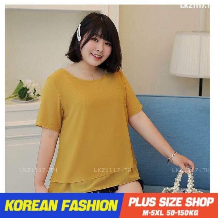 plus-size-เสื้อผ้าสาวอวบ-เสื้อยืดสาวอวบอ้วน-ไซส์ใหญ่-ผู้หญิง-เสื้อยืด-oversize-ทรงหลวม-แขนสั้น-คอกลม-สีดำ-ฤดูร้อน-สไตล์เกาหลีแฟชั่น