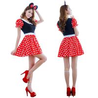 Minnie Mouse Costume Dresses For Women Disney Minerva Mouse Cosplay Adult Clothes Headwear Suit Halloween Costumes For Women