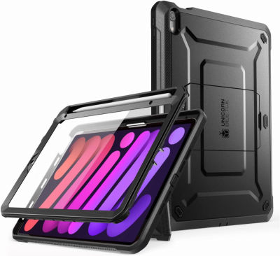 SUPCASE Unicorn Beetle Pro Series Case for iPad Mini 6th Generation 8.3 Inch (2021), Support Apple Pencil Charging with Built-in Screen Protector Full-Body Rugged Kickstand Protective Case (Black)