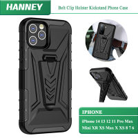 HENDRED สำหรับ iPhone 14 13 12 11 Pro Max Mini XR XS Max X XS 8 7 6 Plus เคสโทรศัพท์คลิปหนีบเข็มขัด Holster ปลอก Kickstand กันกระแทกทหาร Defender Full Body Dual Layer COVER BJ-01