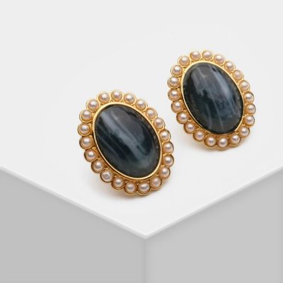 Vintage design coloured glaze mini pearl earrings