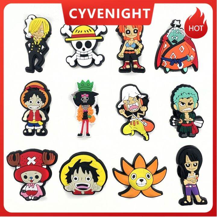 12 Styles Anime One Piece Cartoon Series Shoe Charm Jibbitz Applicable