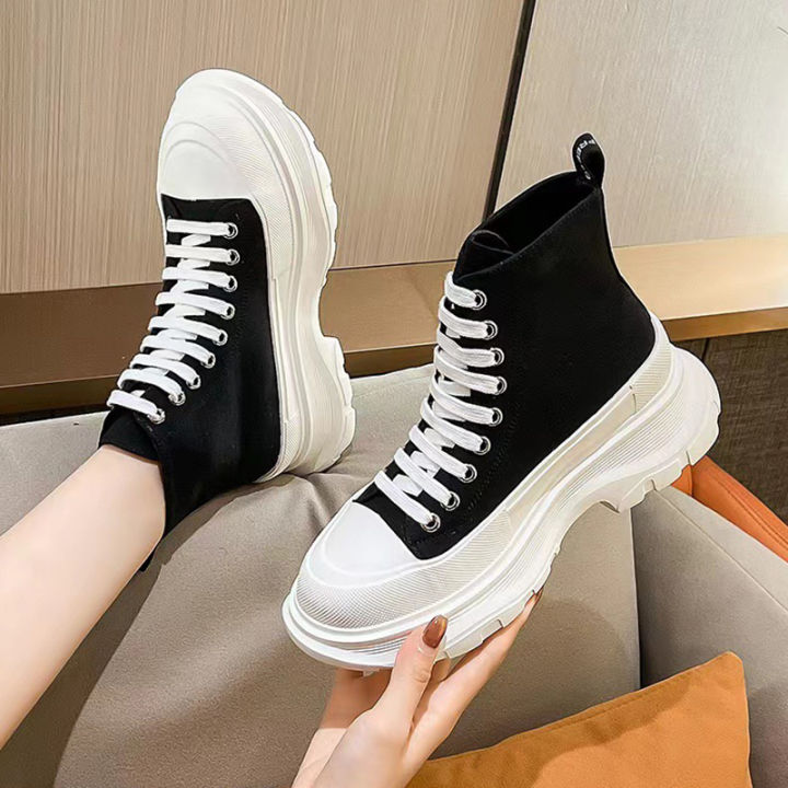 kaidewemak-ส่งจากไทย-รองเท้าสปอร์ตคู่หนาทึบ-รองเท้าสปอร์ตสีดำและสีขาวsize-35-42-รองเท้าผ้าใบผู้หญิง