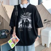 ♤◘✁ Design sense short-sleeved T-shirt mens summer loose trendy ins printing clothes large size Hong Kong style student half-sleeve T-shirt