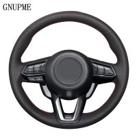 Hand-stitched Steering Wheel Cover Black Leather Car Steering Wheel Cover For Mazda CX-3 CX3 CX-5 CX5 2017 2018 Steering Wheels Accessories