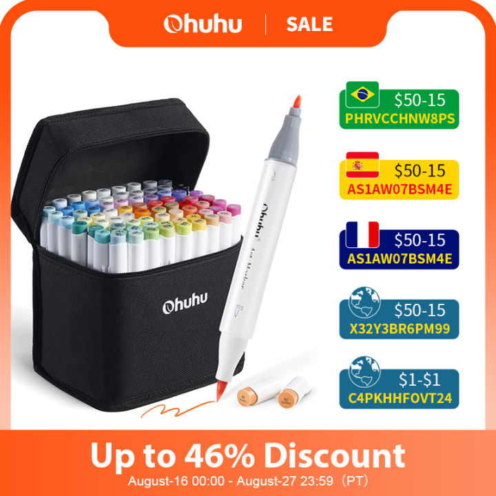 ohuhu-โฮโนลูลู-b-marker-ปากกา-dual-เคล็ดลับแอลกอฮอล์-art-markers-ชุดระบายสีมังงะวาดร่าง-felt-ปากกาอุปกรณ์โรงเรียน-yrrey