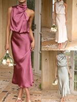 【YF】 Women Long Dress 2023 Fashion Solid Summer Sleeveless dresses for female Elegent lady Party Evening Slim Dresses