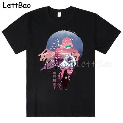 Demon Slayer Japan Style Tee Shirt Retro T Shirts Street Tee Shirt Loose T Shirts For Mens 100% Cotton Gildan
