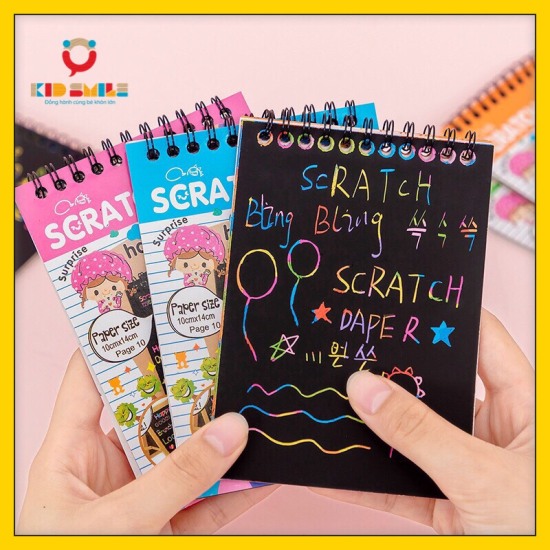 Sổ vẽ ma thuật scratch note 10 tờ tạo những nét vẽ đa sắc màu trên nền - ảnh sản phẩm 1