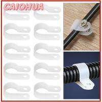 CAIOHUA 10PCS ไนลอนทำจากไนลอน แคลมป์รัดท่อชนิด R ชุดจัดประเภท ท่อประปากระชับ ที่ยึดหัวเข็มขัด ปรับได้ปรับได้ พลาสติกทำจากพลาสติก คลิปสายเคเบิล สายเคเบิล