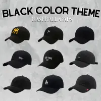 Black Color Theme Korean Cotton Unisex Baseball Cap School Cap OOTD