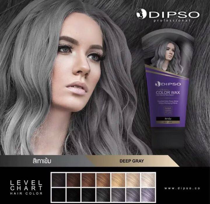 dipso-super-shine-hair-color-wax-แว๊กซ์เปลี่ยนสีผมดิ๊พโซ่-สีเทาเข้ม-ทรีทเม้นท์แว็กซ์เปลี่ยนสีผม-150-ml