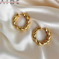 2021AIDE Fashion INS Twisted Twist Earrings Hoops Earring Women Temperament Retro Gold Silver 925 Jewelry Boucle Oreille Femme