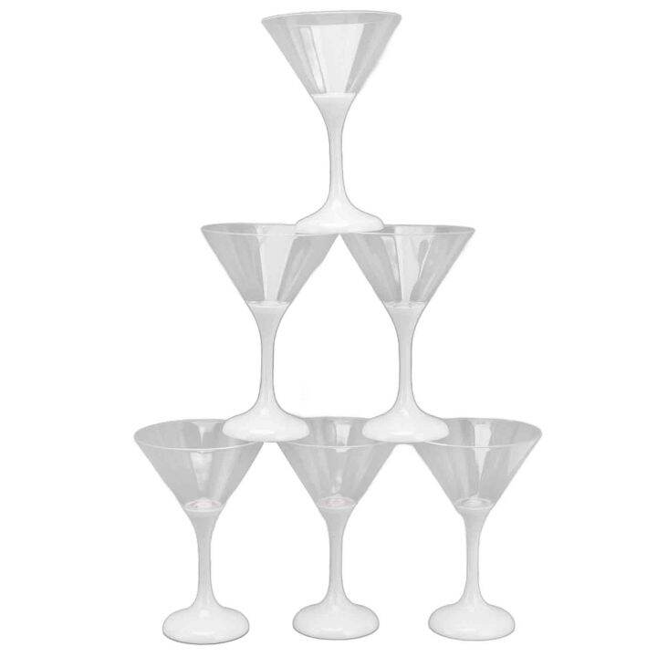 Flashing Plastic Martini Glasses, 6Pcs Plastic LED Martini Glasses for