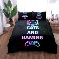 Cats n Gaming Duvet Cover Set without sheet King Queen Double Full Twin Single Size Bed Linen Set