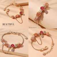 A08 สร้อยข้อมือ BEAUTIFUL Red gold  สีแดง  ไม่ลอก ไม่ดำ สายปรับได้ จัดส่งทุกวัน