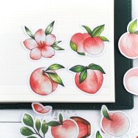 27pcs Cute Ins Wind Hand Account Sticker Food Sticker Material Mobile Phone Ipad Decoration Gadget Tool Peach Fruit Label Maker Tape