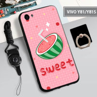 Tputhone Y81เคสสำหรับ VIVO/Y81S กล่องคลุมทั้งหมดเคสโทรศัพท์ TPU แบบนิ่มทาสีป้องกันการตกหล่นฝามีที่ถือวงแหวนและเชือก