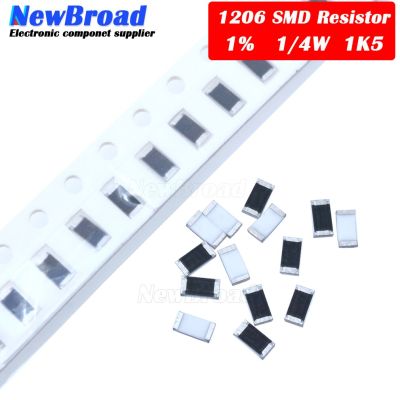 100PCS 1206 SMD Resistor 1% 1.5K 1K5 ohm chip resistor 0.25W 1/4W 152