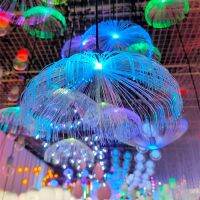 Colorful LED Fiber Optic Jellyfish Lamp Outdoor Waterproof Automatic Color Changing Restaurant Bar Atmosphere Light Decorative Chandelier 【SEP】