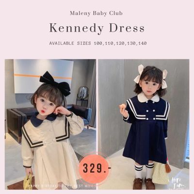 เดรสเด็กแขนยาวสไตล์ญี่ปุ่น คอบัวแต่งขอบ กระโปรงทรงปล่อย Kennedy Dress