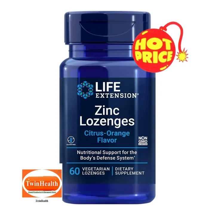 Life Extension Zinc Lozenges (CitrusOrange Flavor) / 60 Vegetarian Lozenges Lazada.co.th